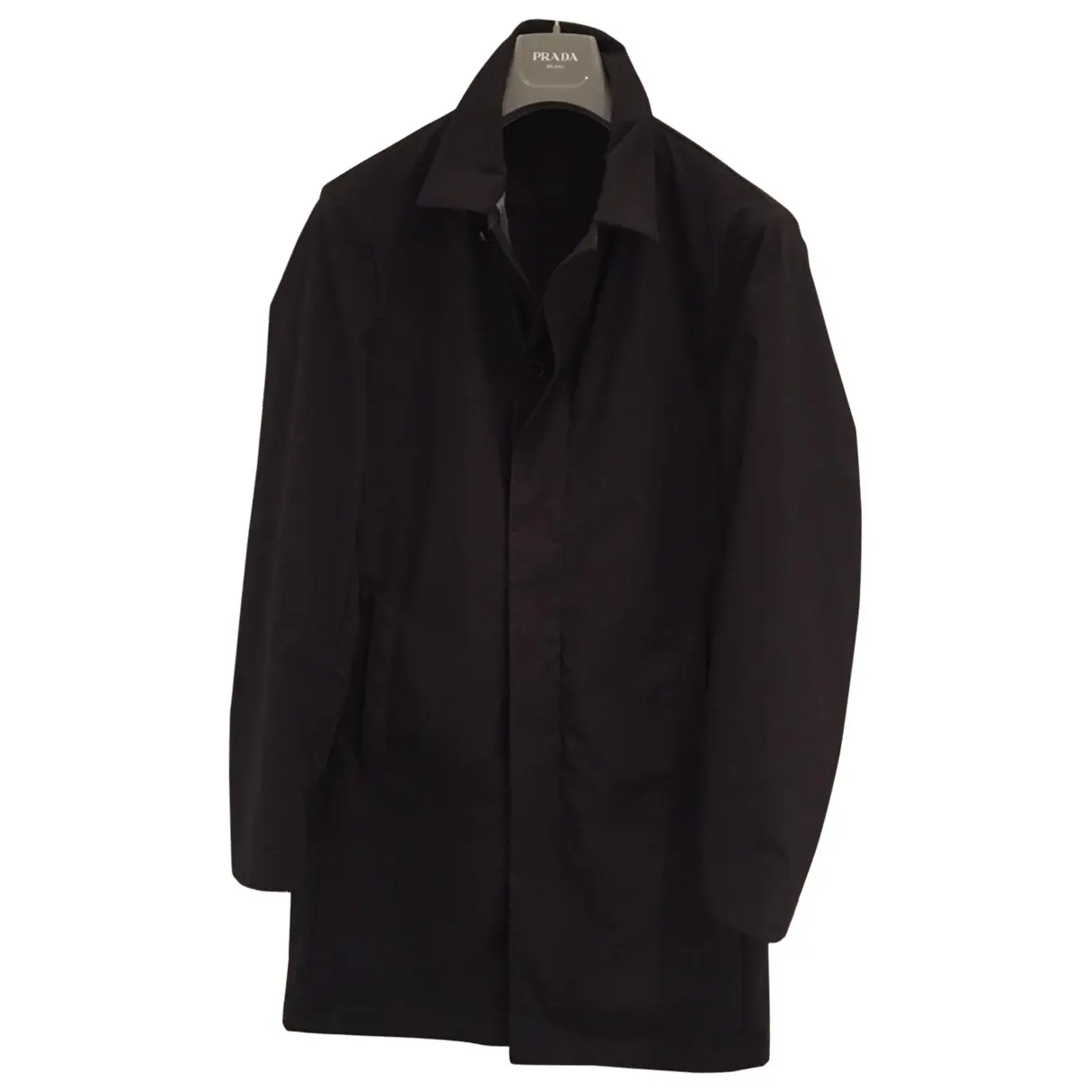 Black Polyester Coat Prada