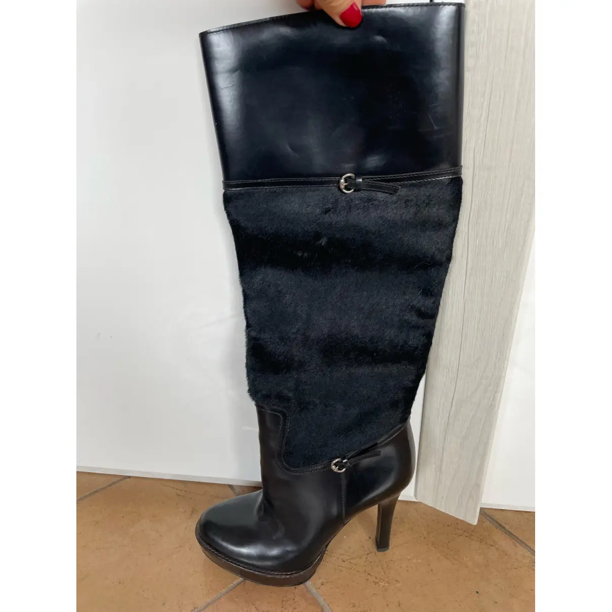 Pony-style calfskin riding boots Gucci
