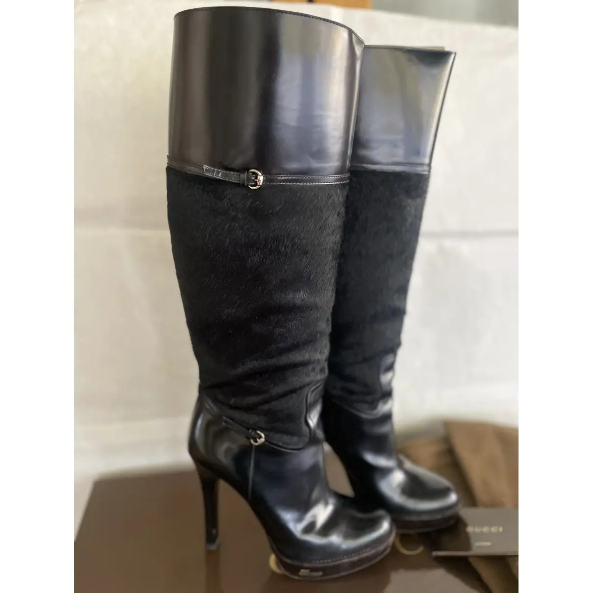 Buy Gucci Pony-style calfskin riding boots online