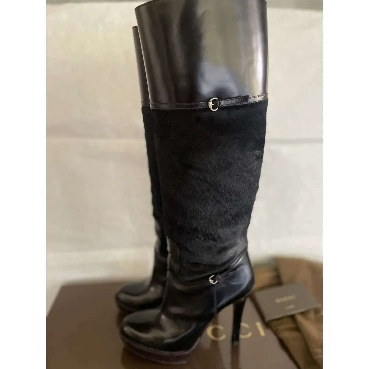 Pony-style calfskin riding boots Gucci