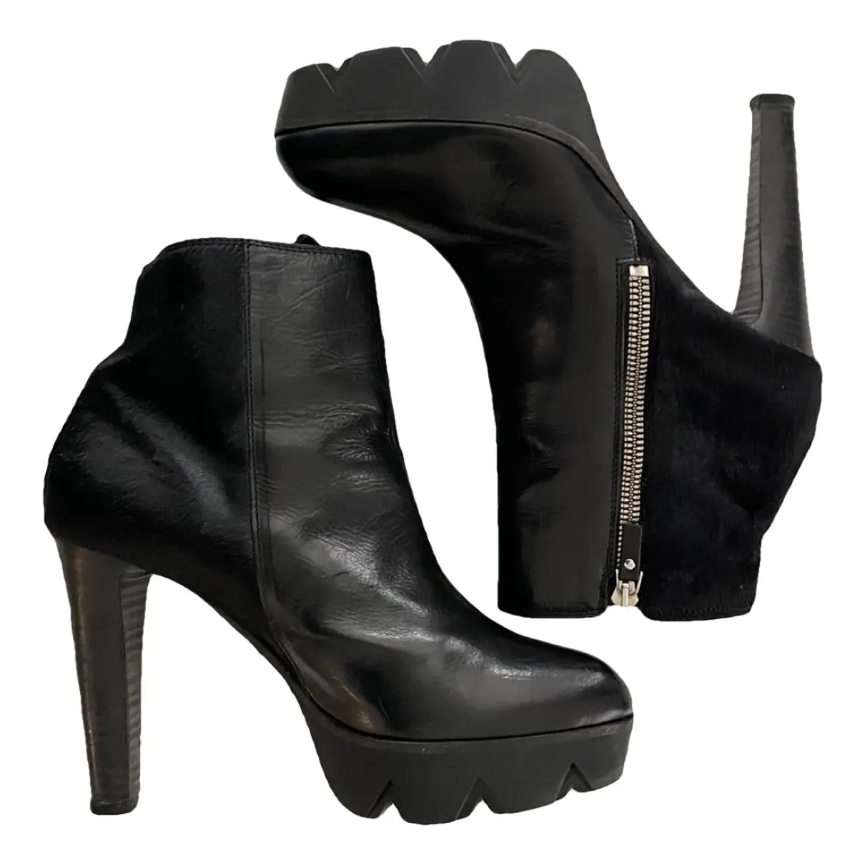 Pony-style calfskin ankle boots