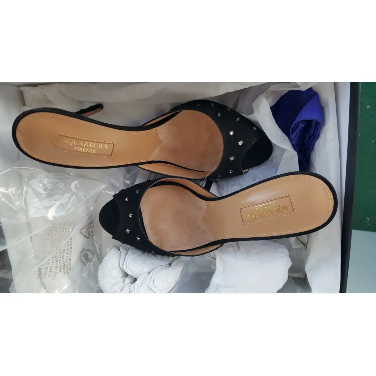 Buy Aquazzura Black Suede Sandals online