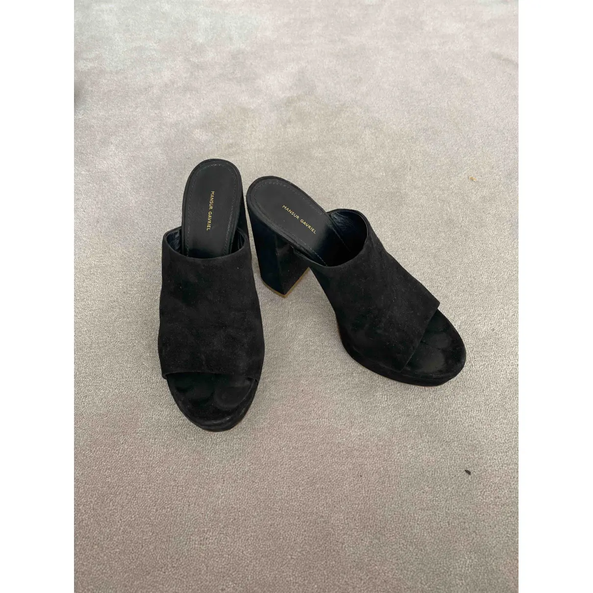 Buy Mansur Gavriel Black Suede Sandals online
