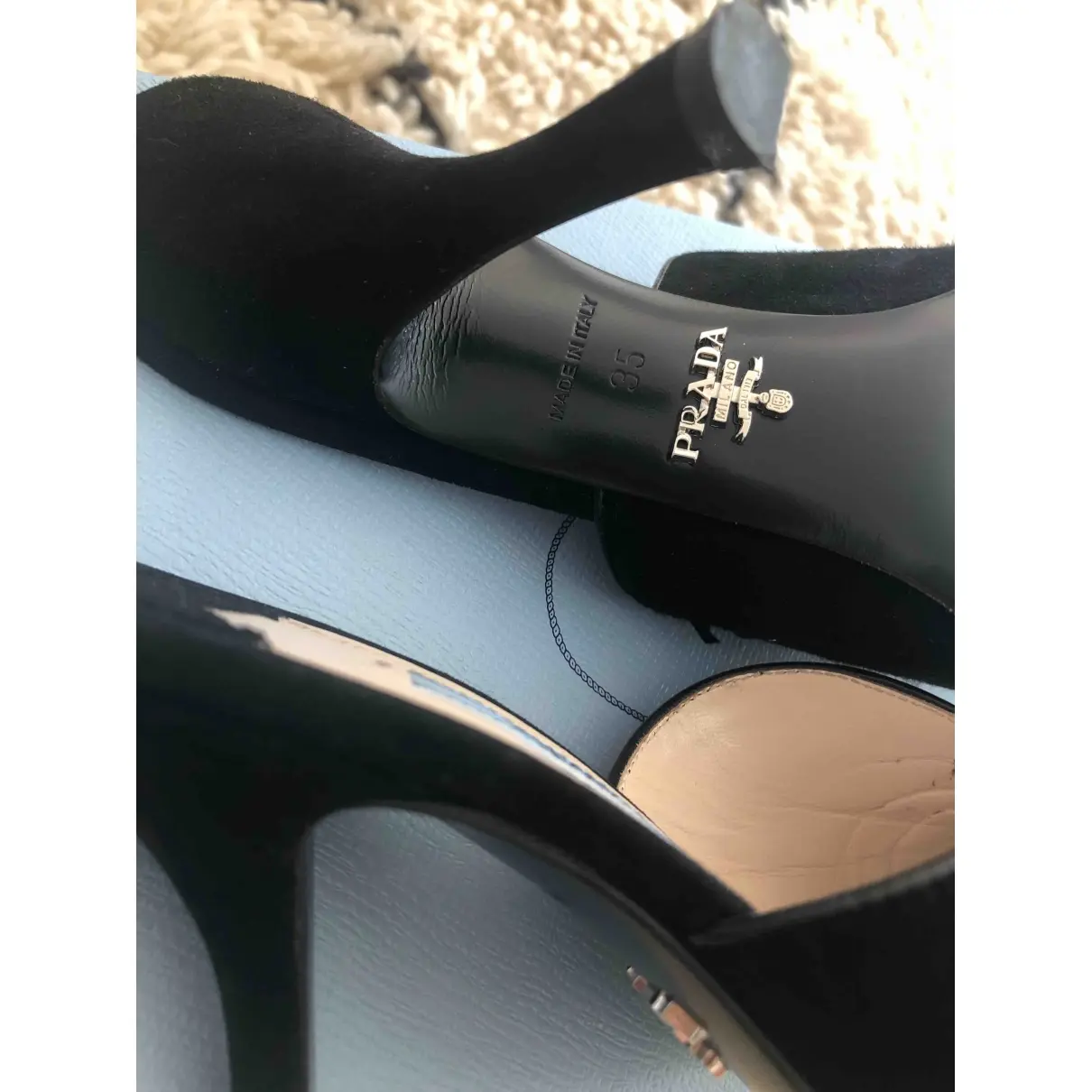 Buy Prada Black Suede Sandals online