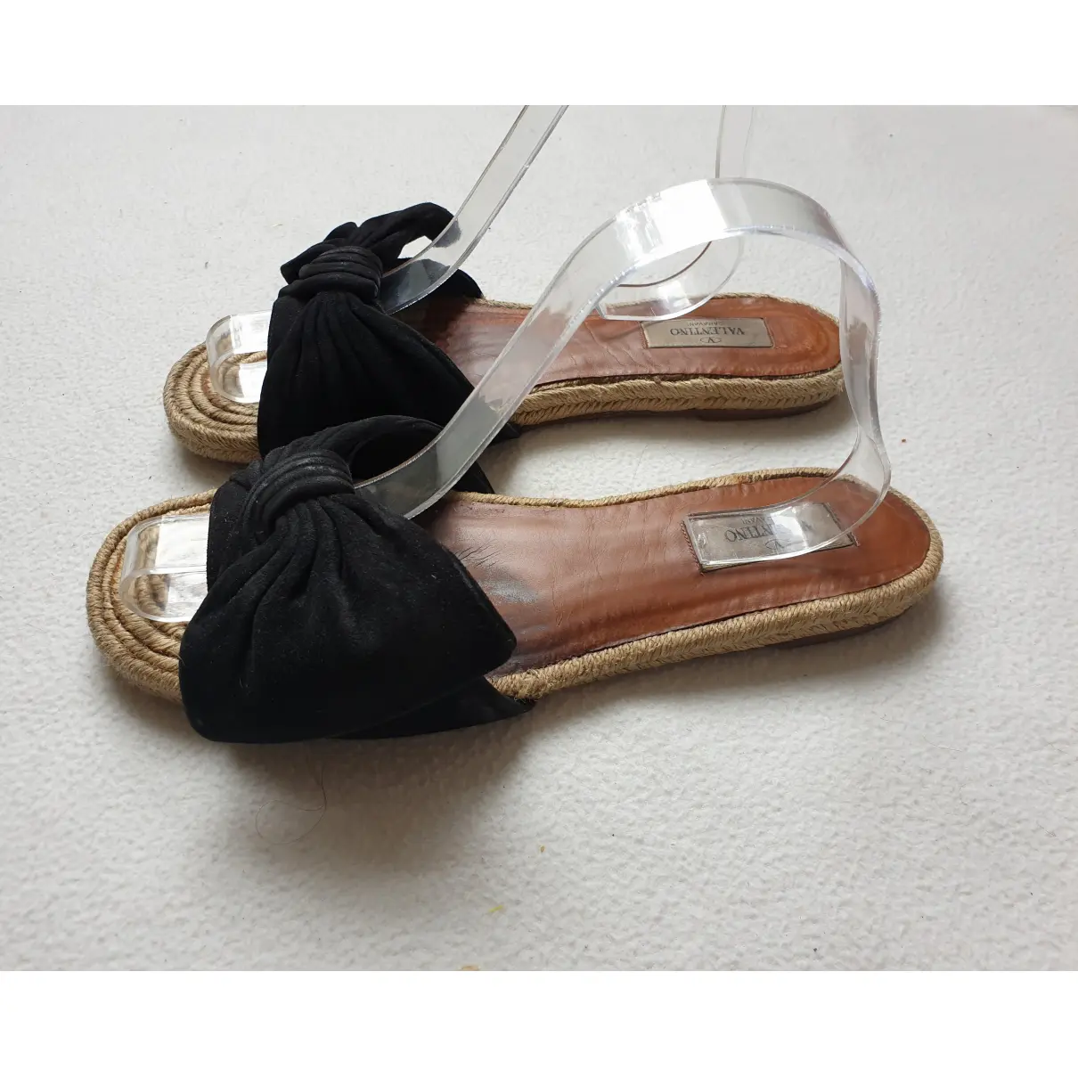 Buy Valentino Garavani Black Suede Sandals online - Vintage