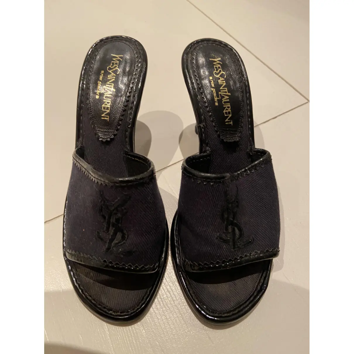 Buy Yves Saint Laurent Black Suede Sandals online - Vintage
