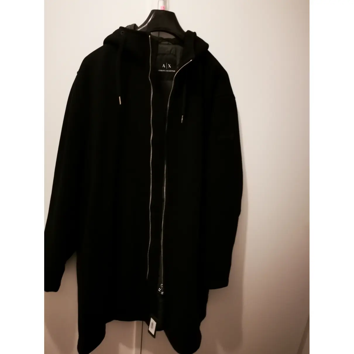Buy Armani Exchange Black Synthetic Coat online