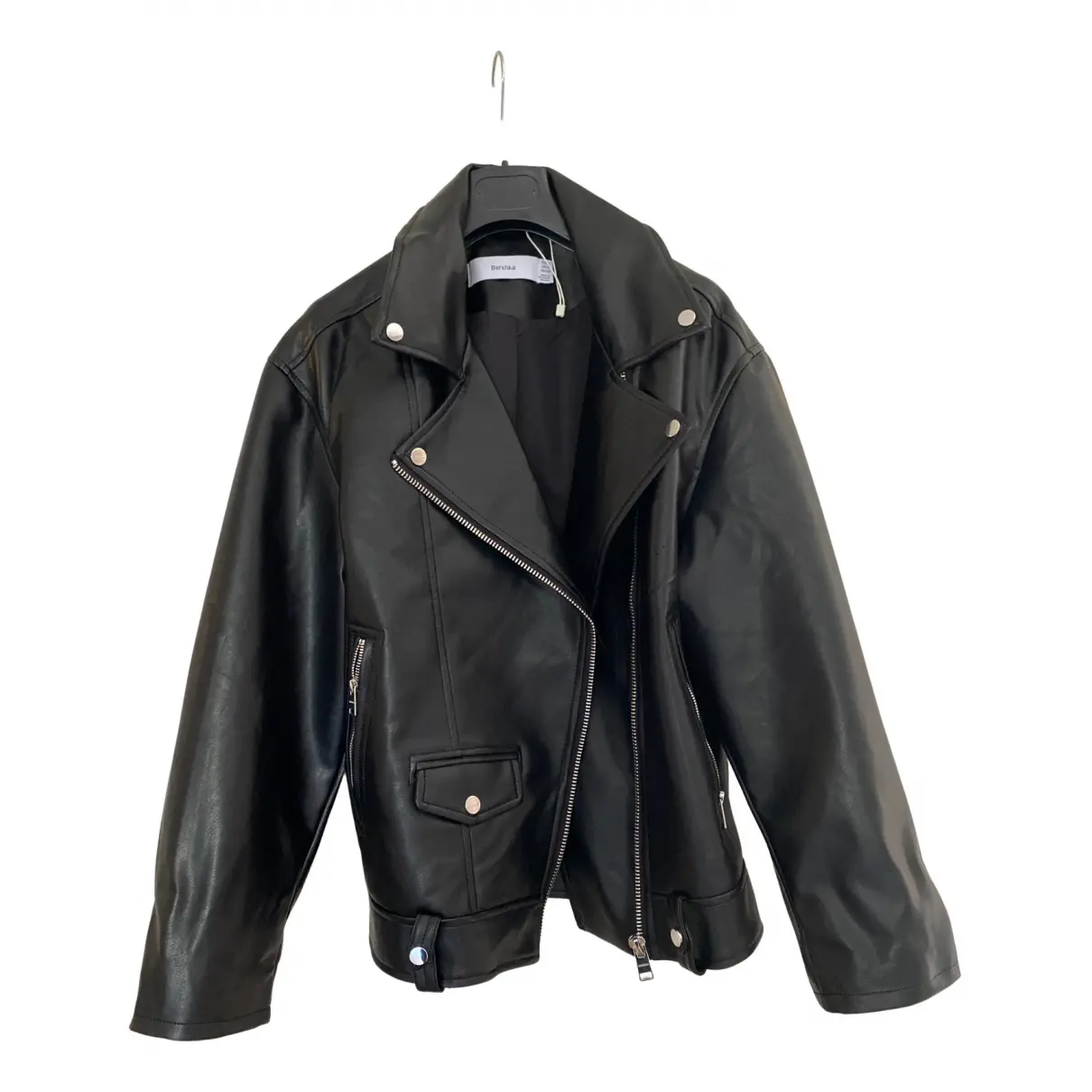 Vegan leather biker jacket BERSHKA