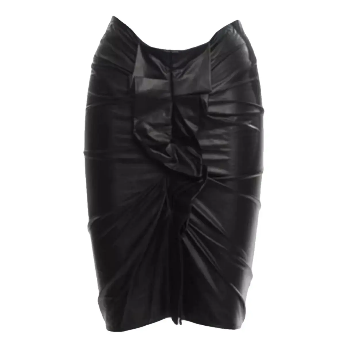 Vegan leather mid-length skirt
