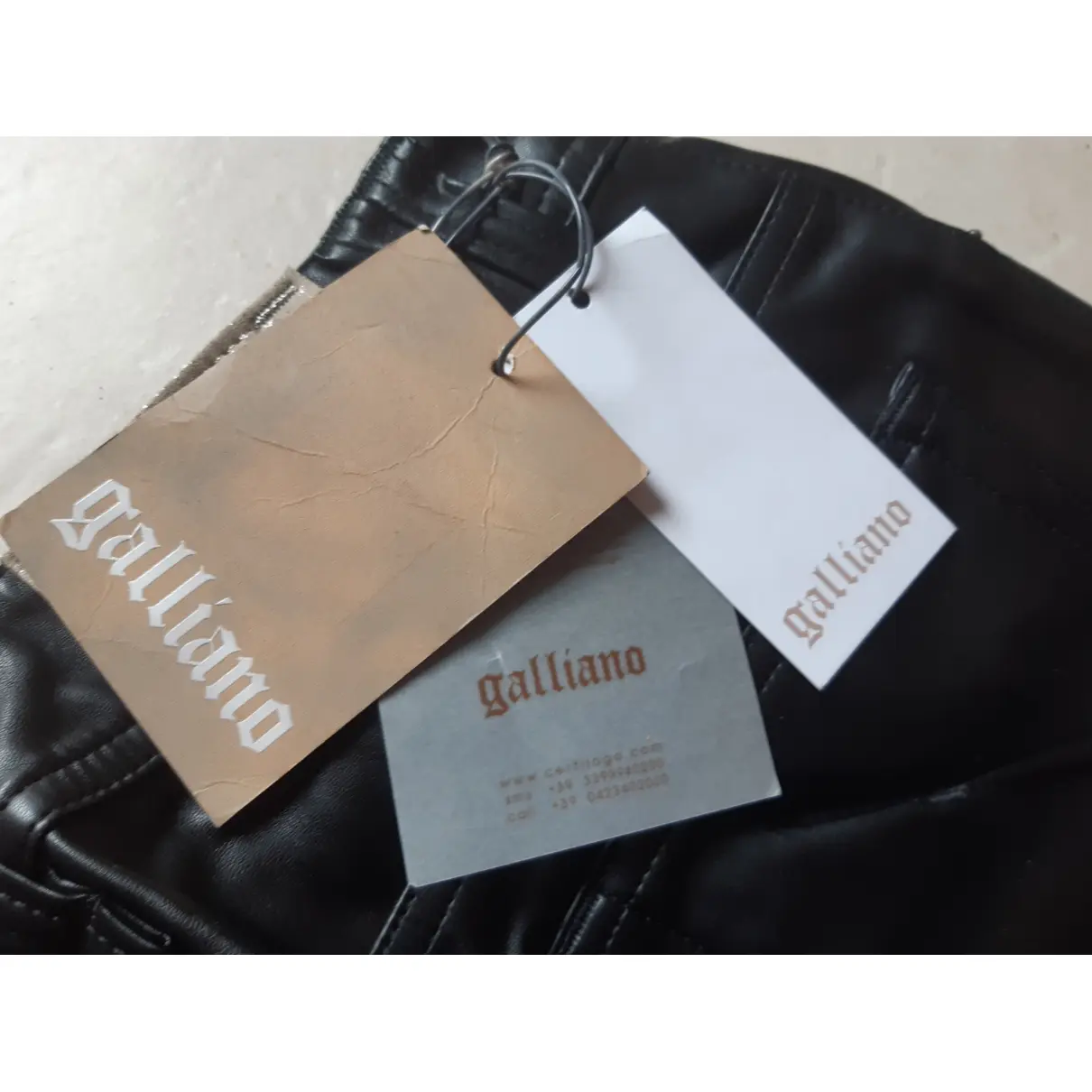 Vegan leather straight pants John Galliano