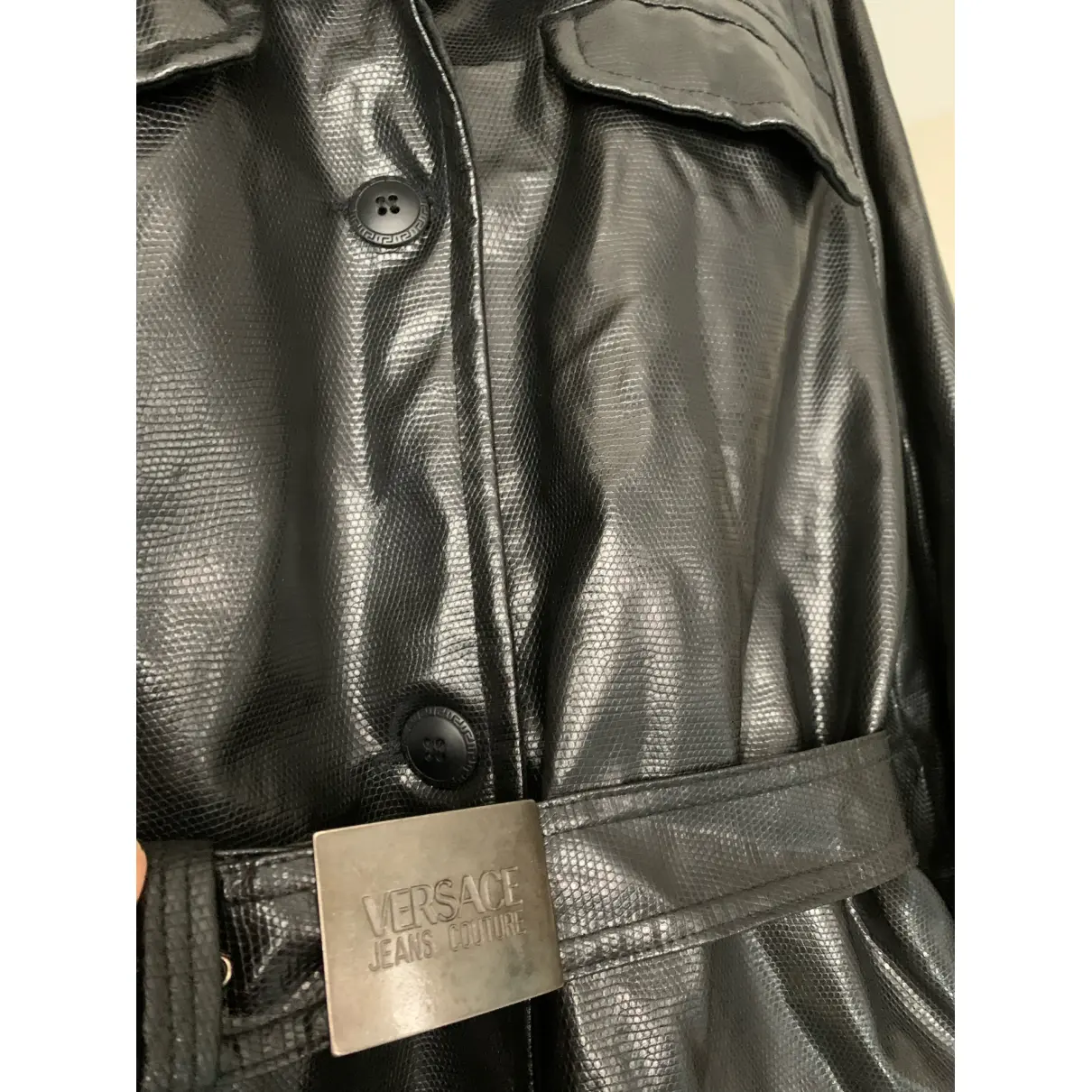 Vegan leather coat Versace Jeans Couture