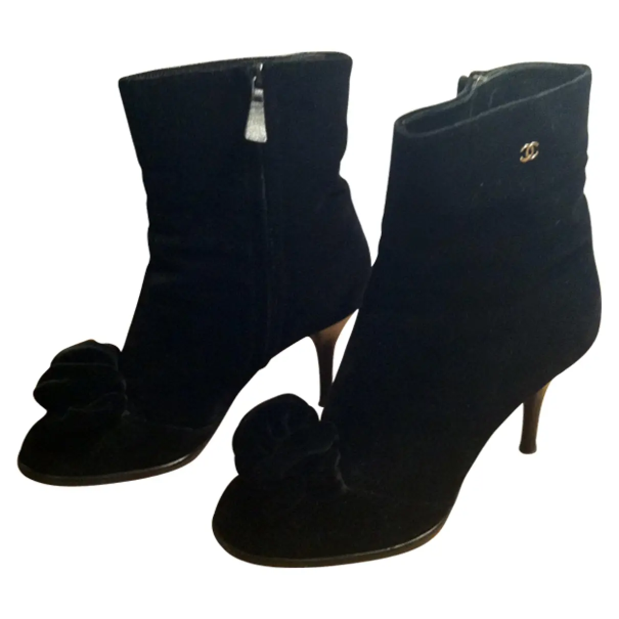 Black Velvet Ankle boots Chanel