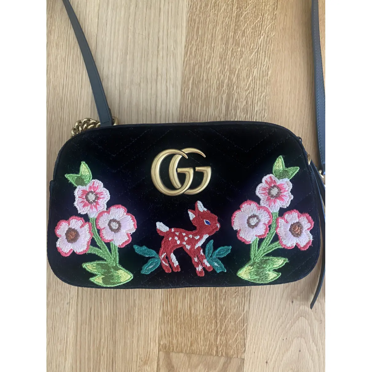 Buy Gucci GG Marmont Triple zip velvet crossbody bag online