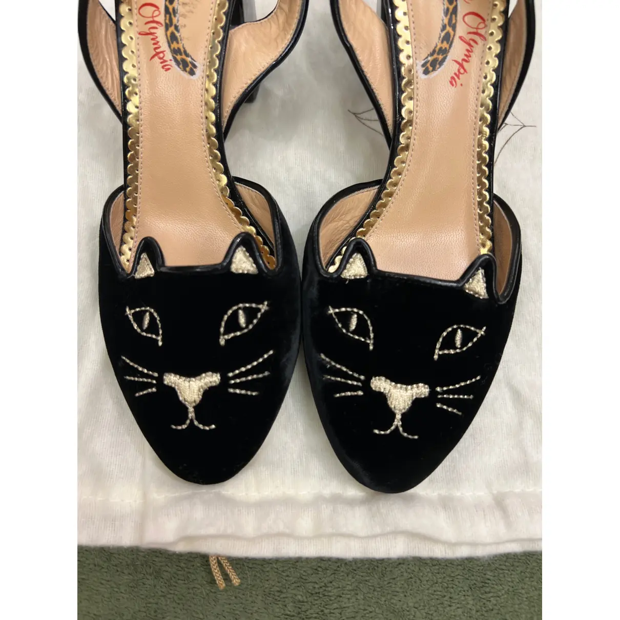 Buy Charlotte Olympia Kitty velvet sandals online