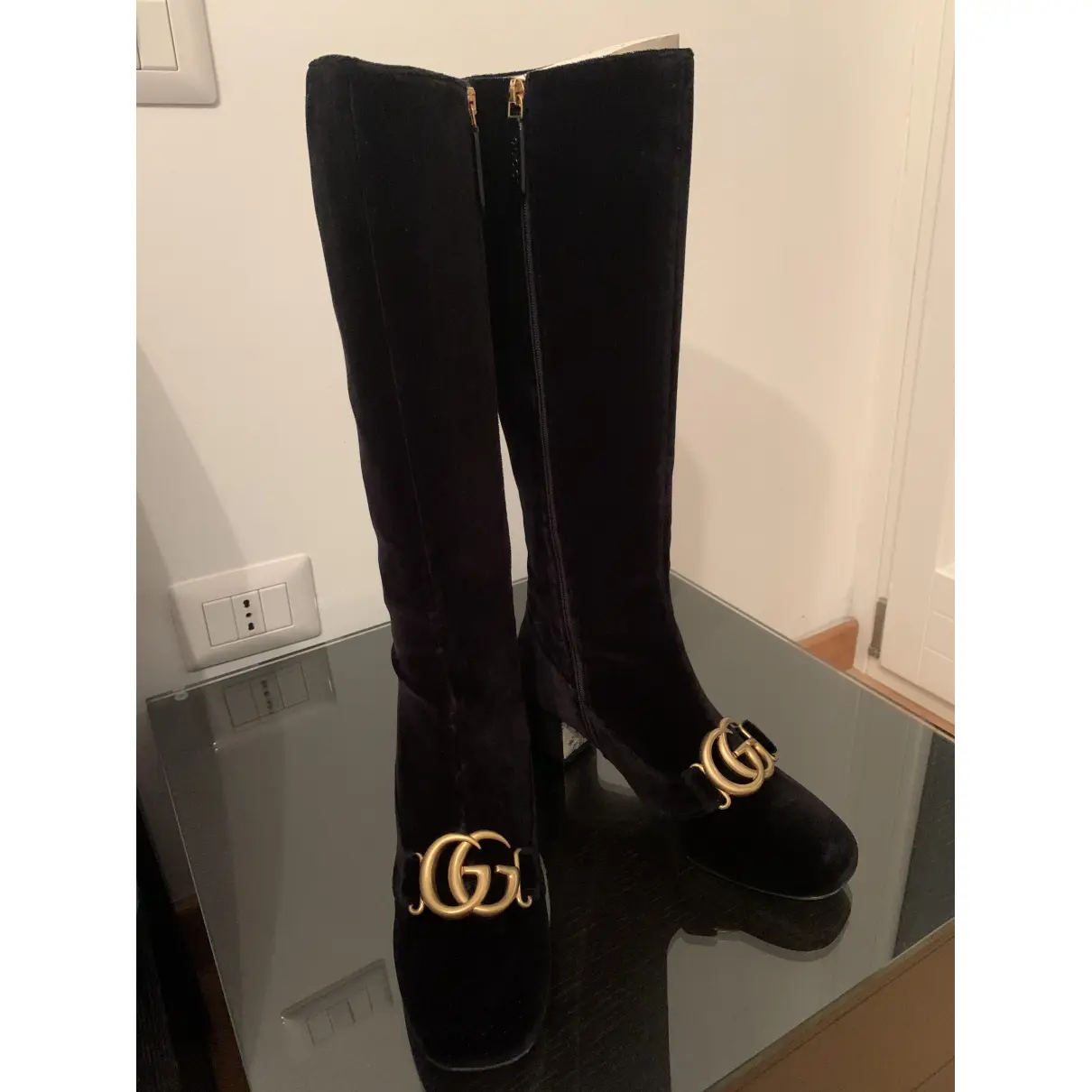 Buy Gucci Marmont velvet boots online