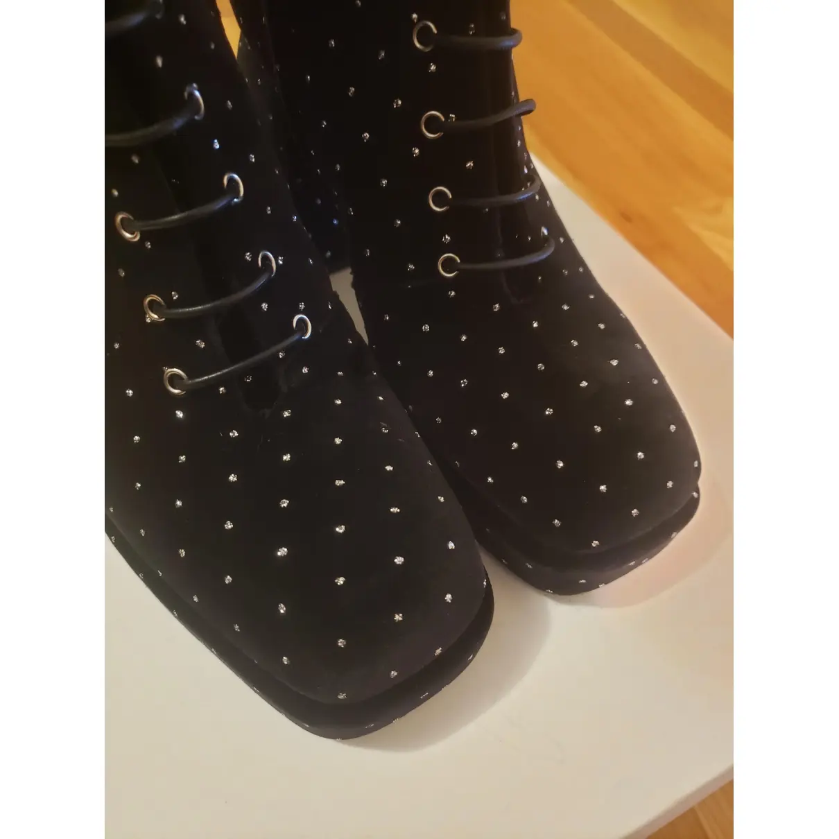 Nodaleto Velvet lace up boots for sale
