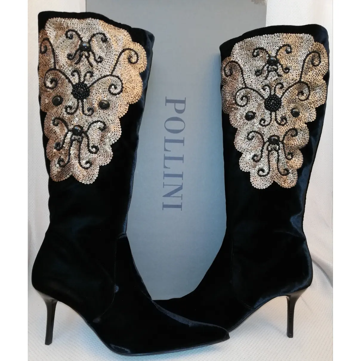 Pollini Velvet boots for sale - Vintage