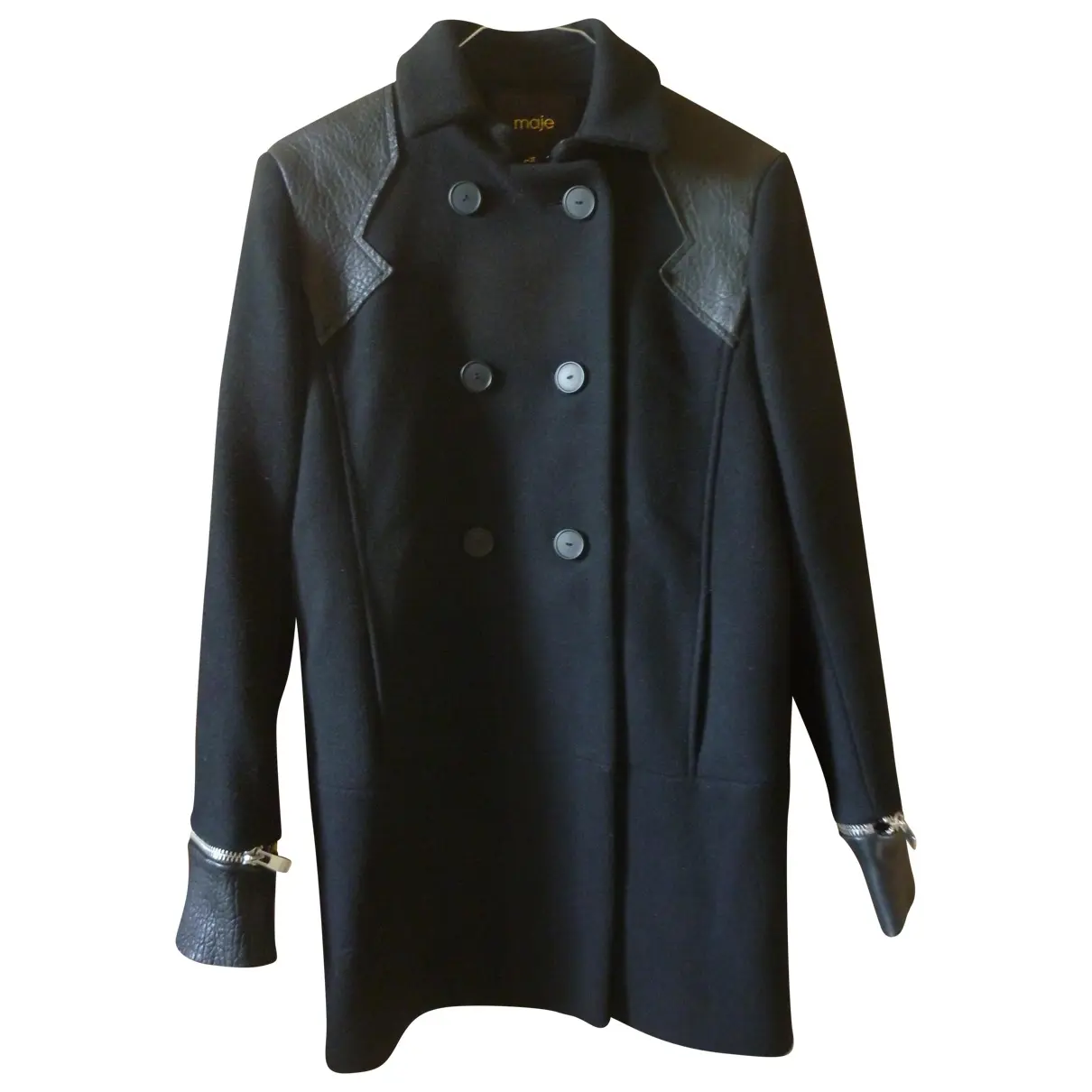 Black Wool Coat Maje