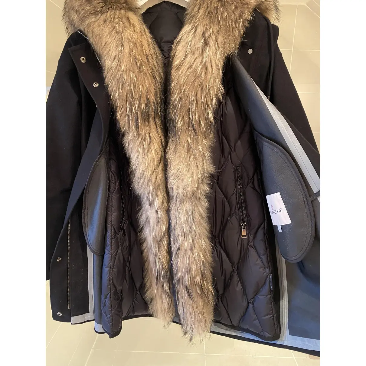 Fur Hood wool coat Moncler