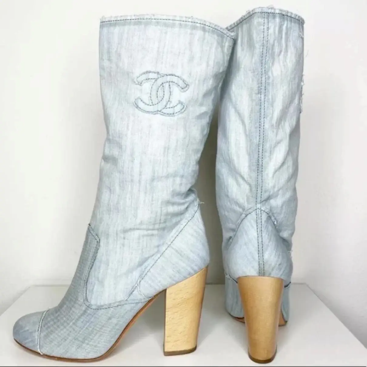 Cloth wellington boots Chanel - Vintage