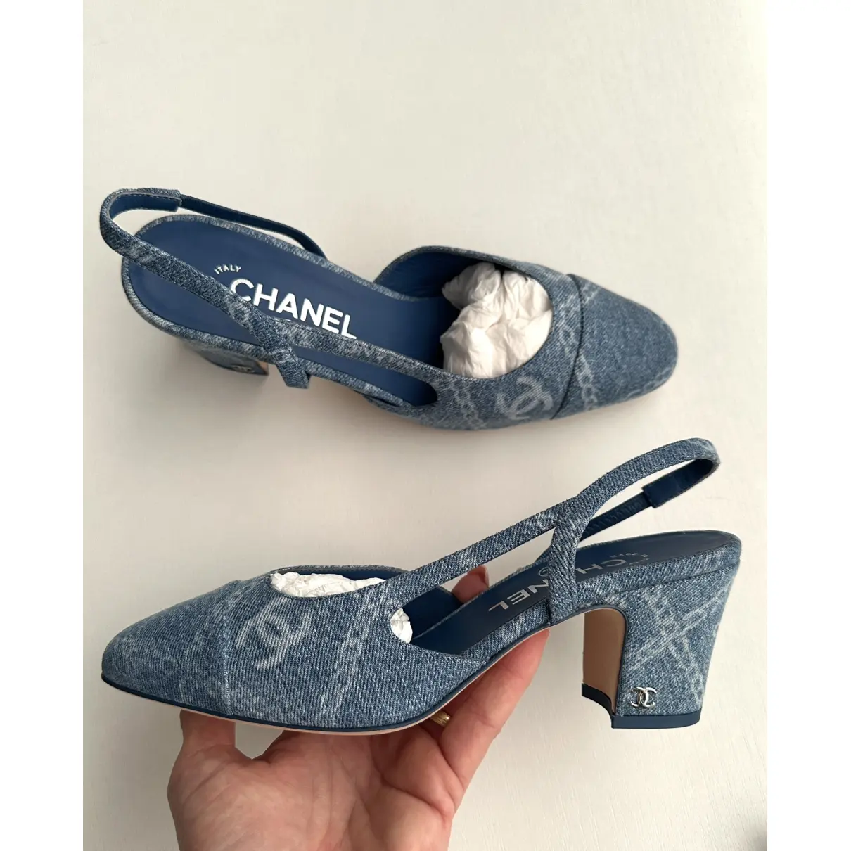 Slingback cloth sandal Chanel