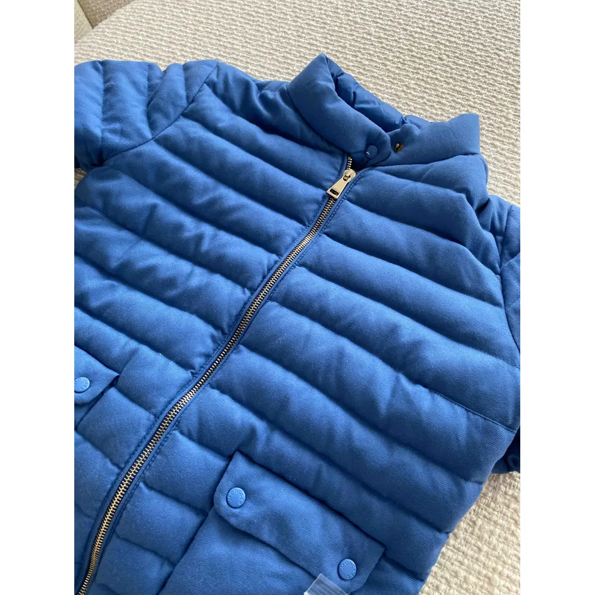 Blue Cotton Coat Classic Moncler