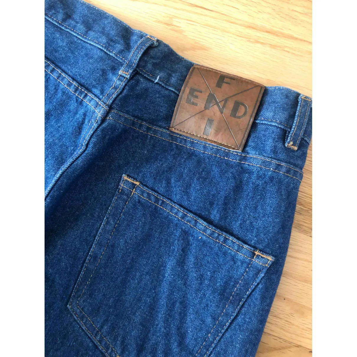 Blue Cotton Jeans Fendi - Vintage