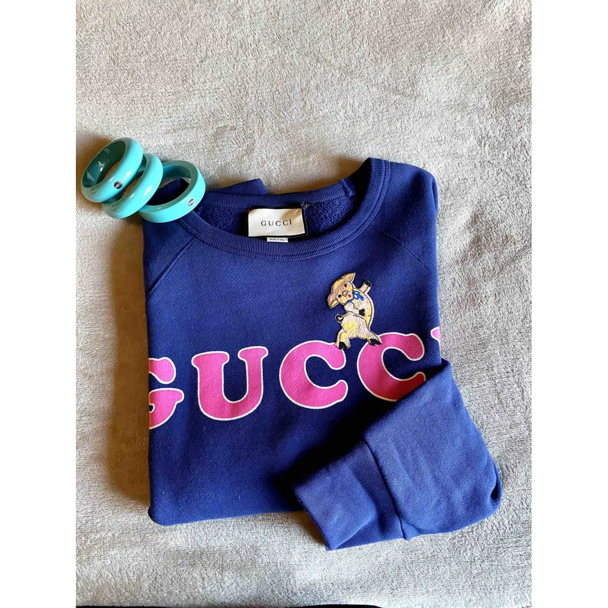Buy Gucci Blue Cotton Knitwear online