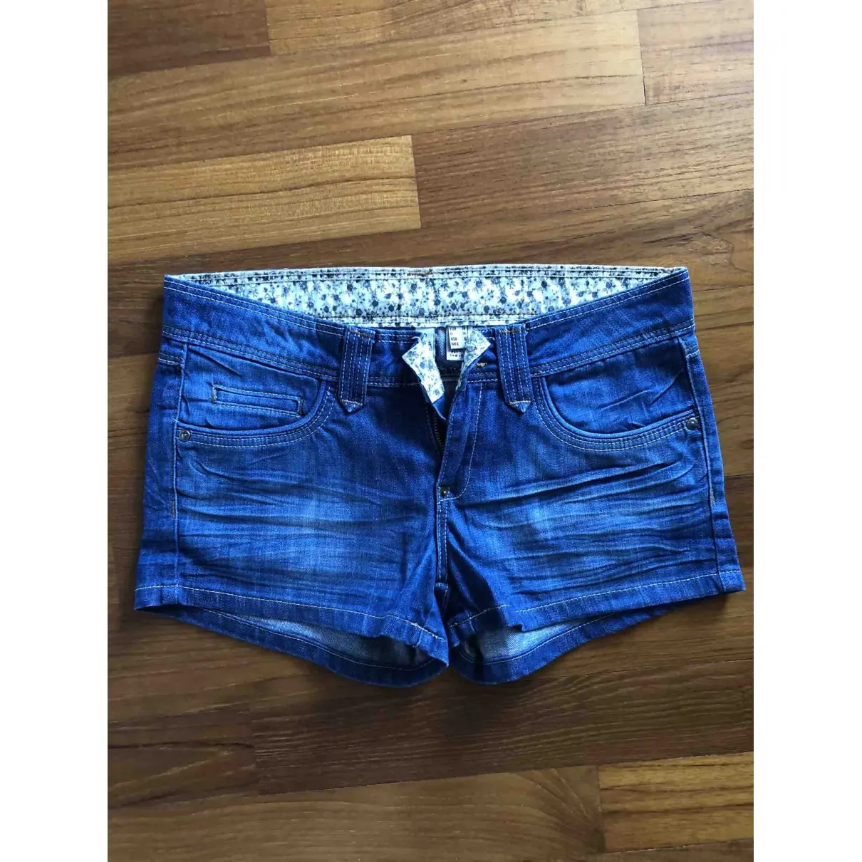Buy Mango Blue Cotton Shorts online