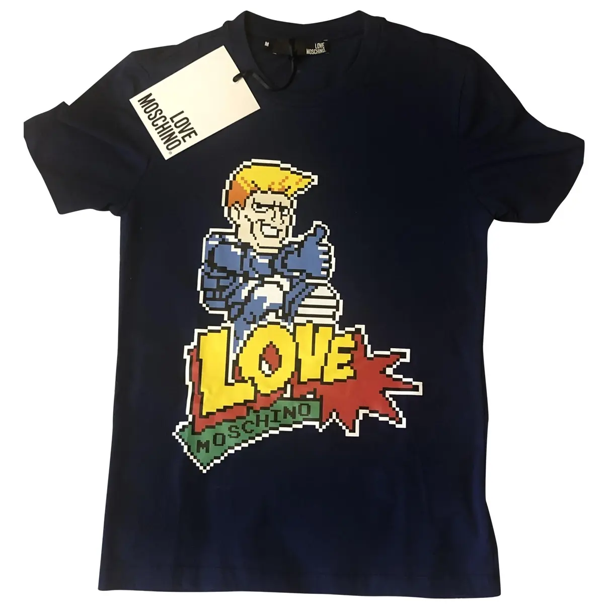 Blue Cotton T-shirt Moschino Love