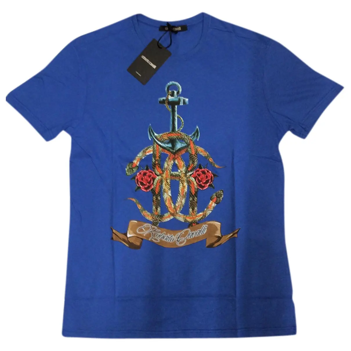 Blue Cotton T-shirt Roberto Cavalli