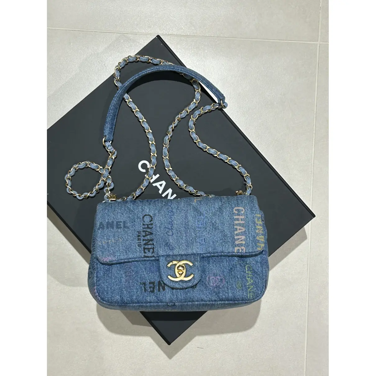 Timeless/classique cloth crossbody bag Chanel Navy in Cloth - 24948578