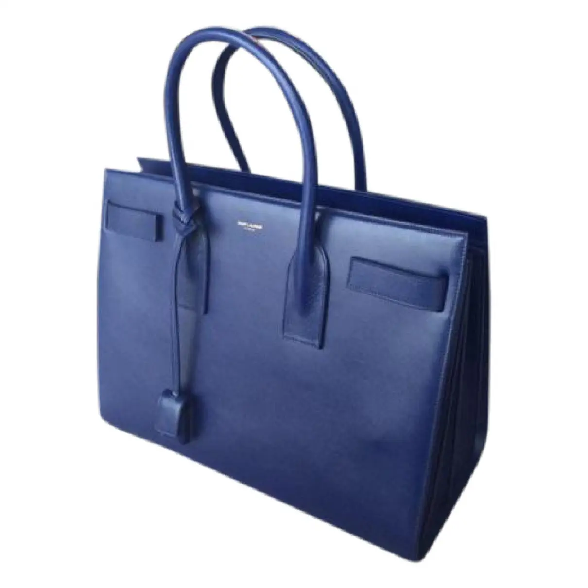 Blue Leather Handbag Sac de Jour Saint Laurent
