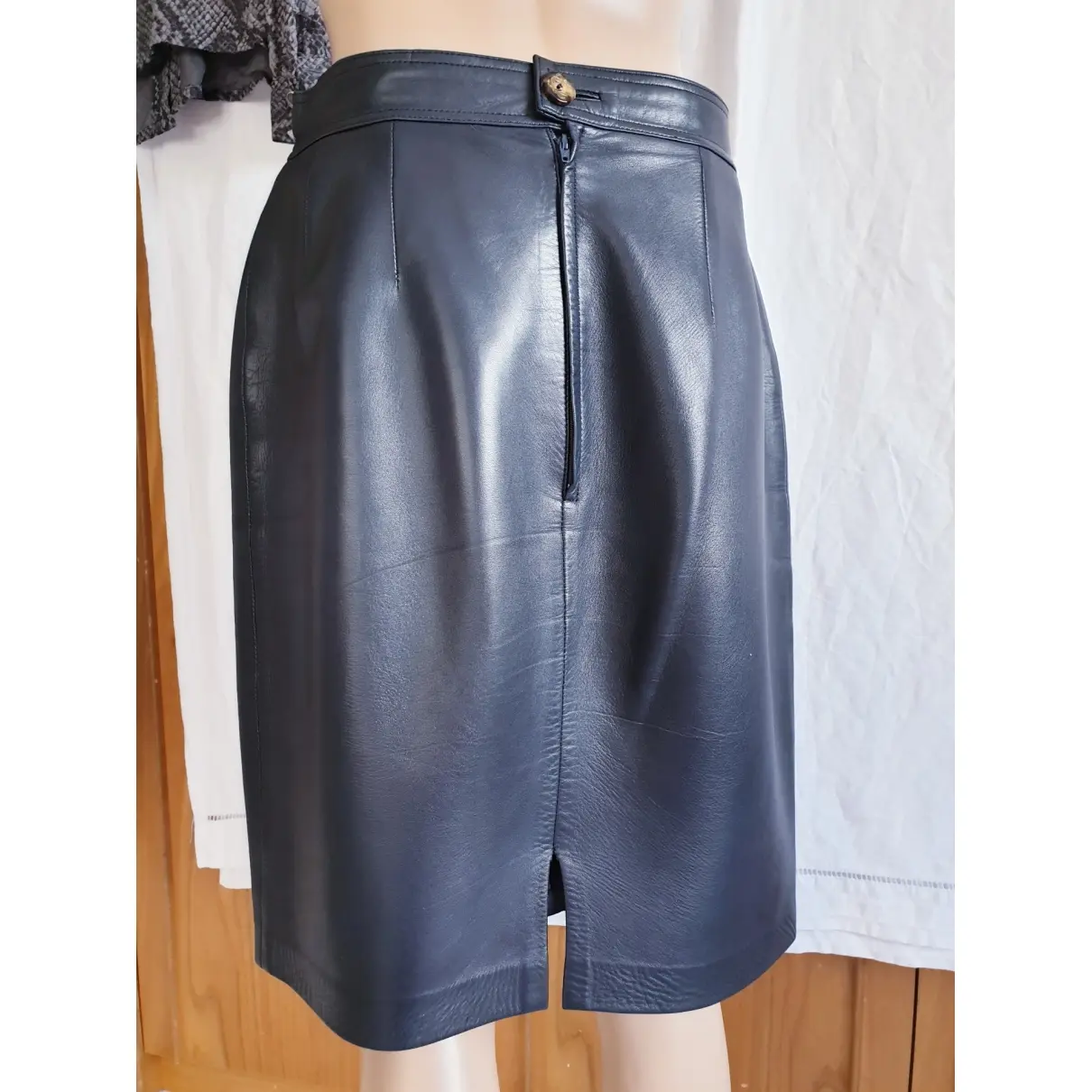 Leather mid-length skirt Loewe - Vintage