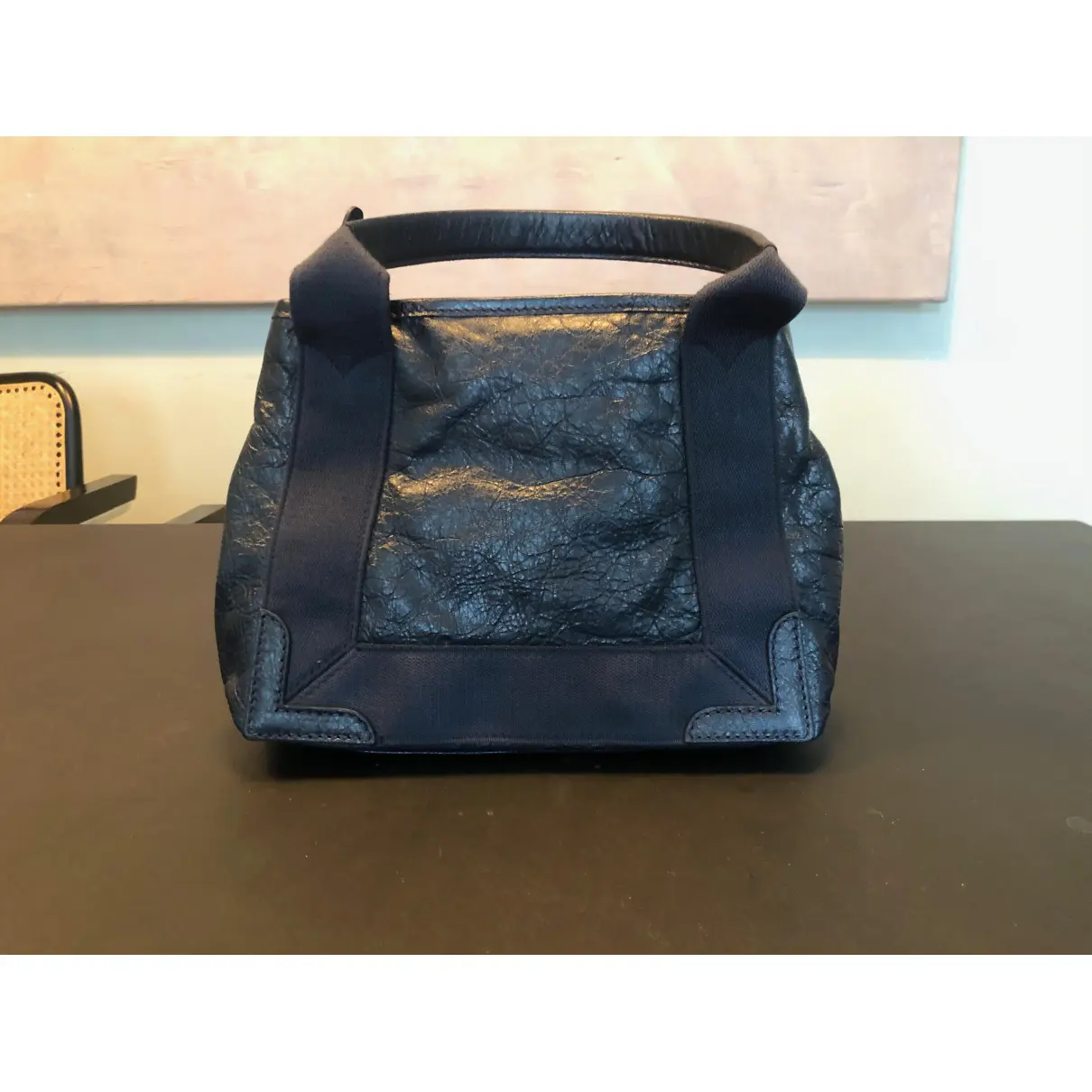 Buy Balenciaga Navy cabas leather handbag online