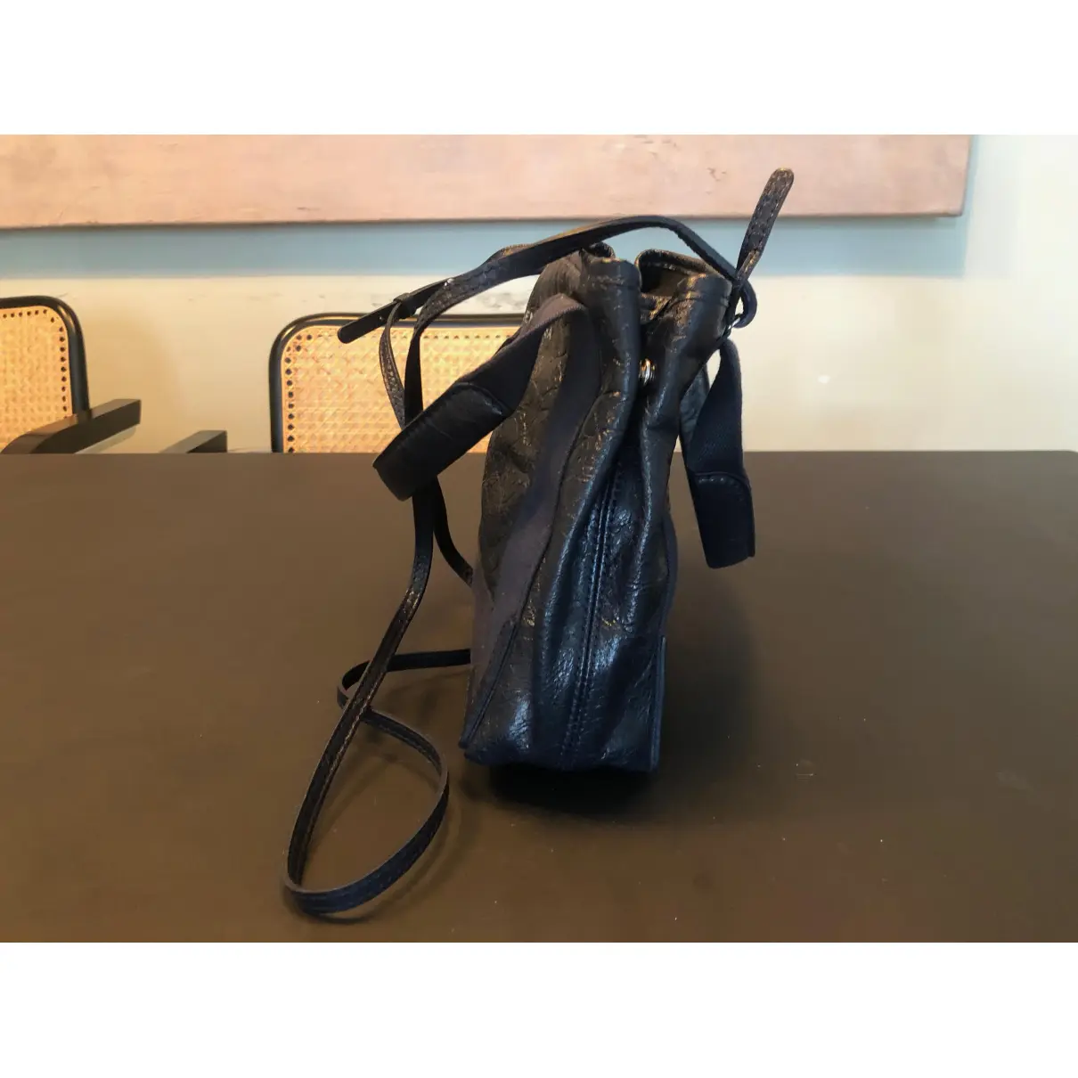 Navy cabas leather handbag Balenciaga