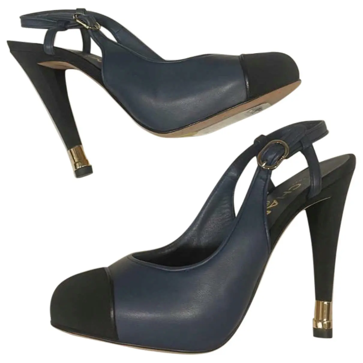 Slingback leather heels