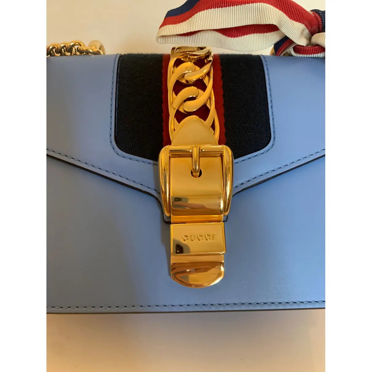Sylvie Flap Chain leather crossbody bag Gucci