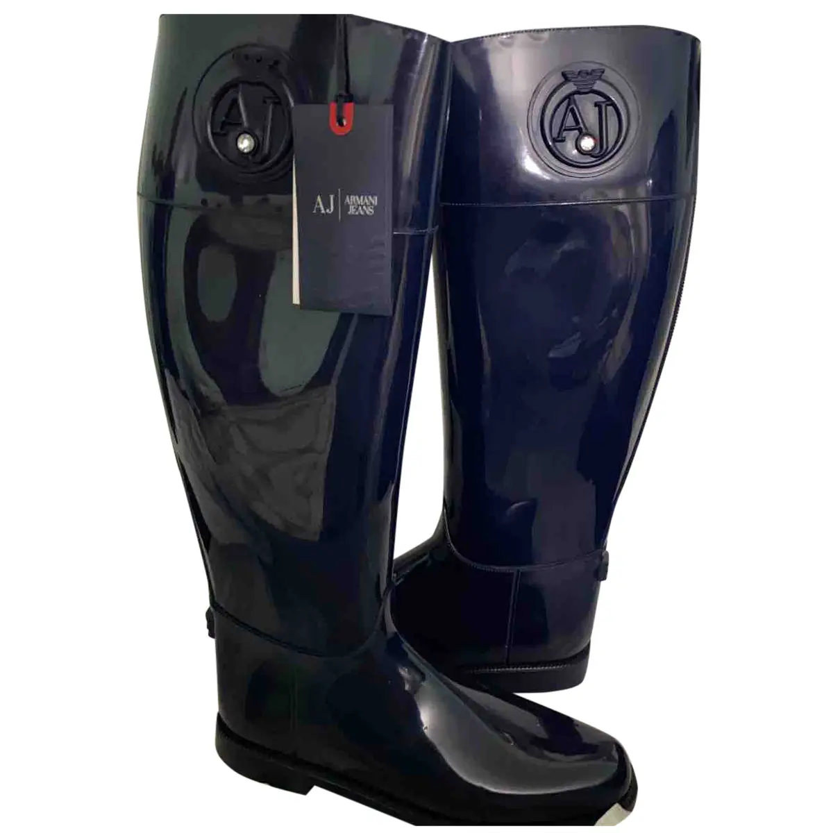 Patent leather wellington boots Armani Jeans