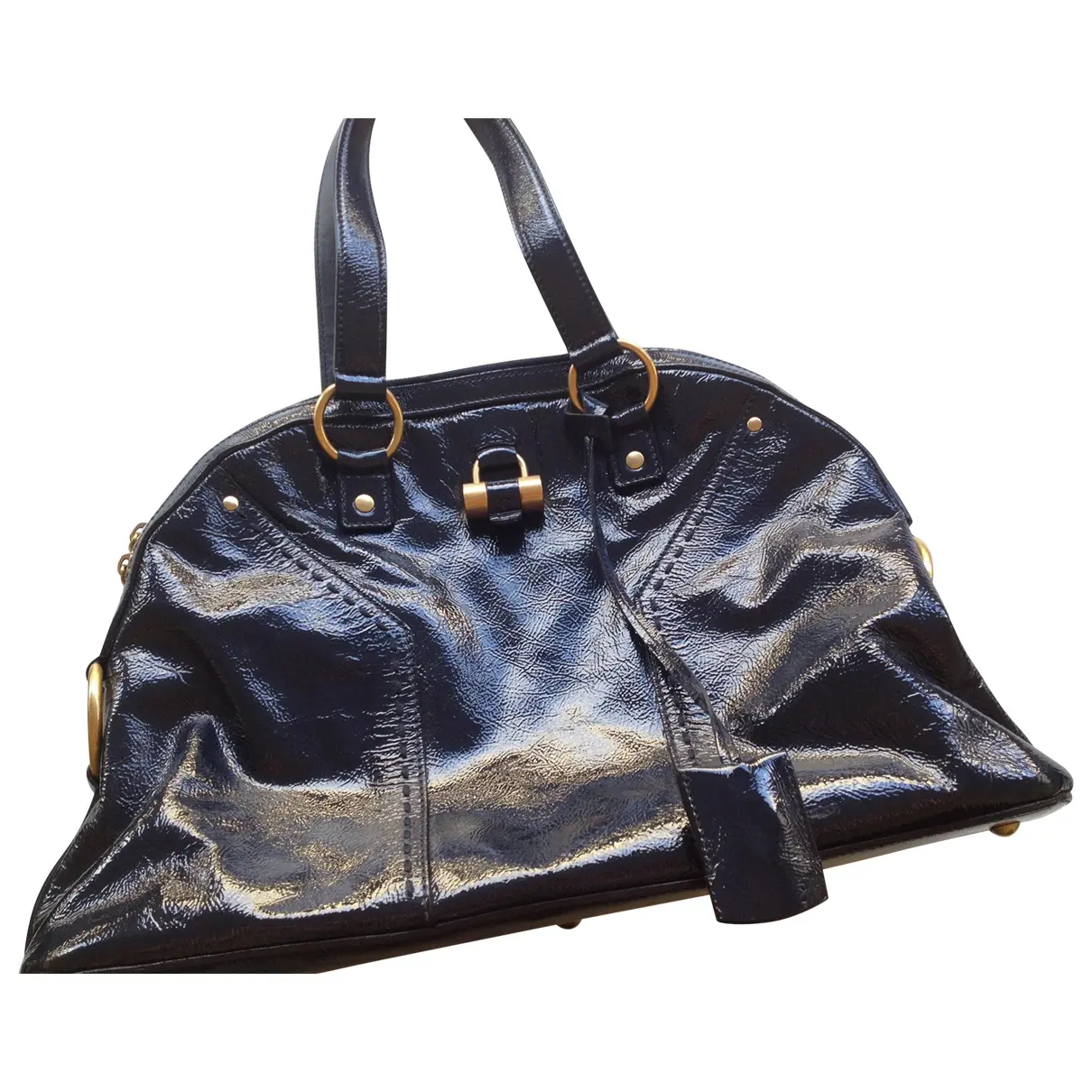 Blue Patent leather Handbag Muse Yves Saint Laurent