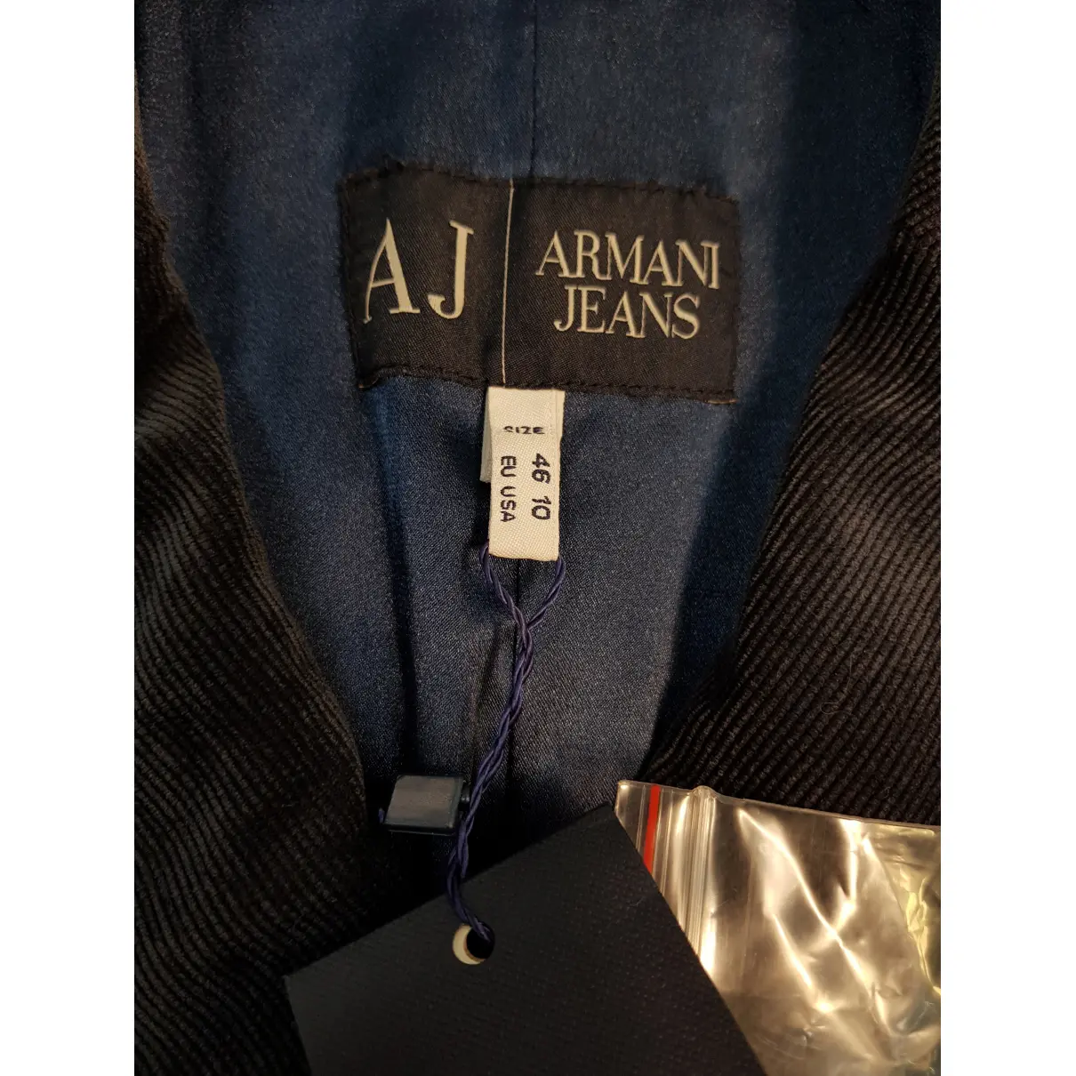 Blue Polyester Jacket Armani Jeans