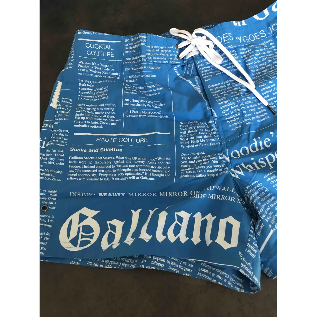 Blue Polyester Shorts John Galliano
