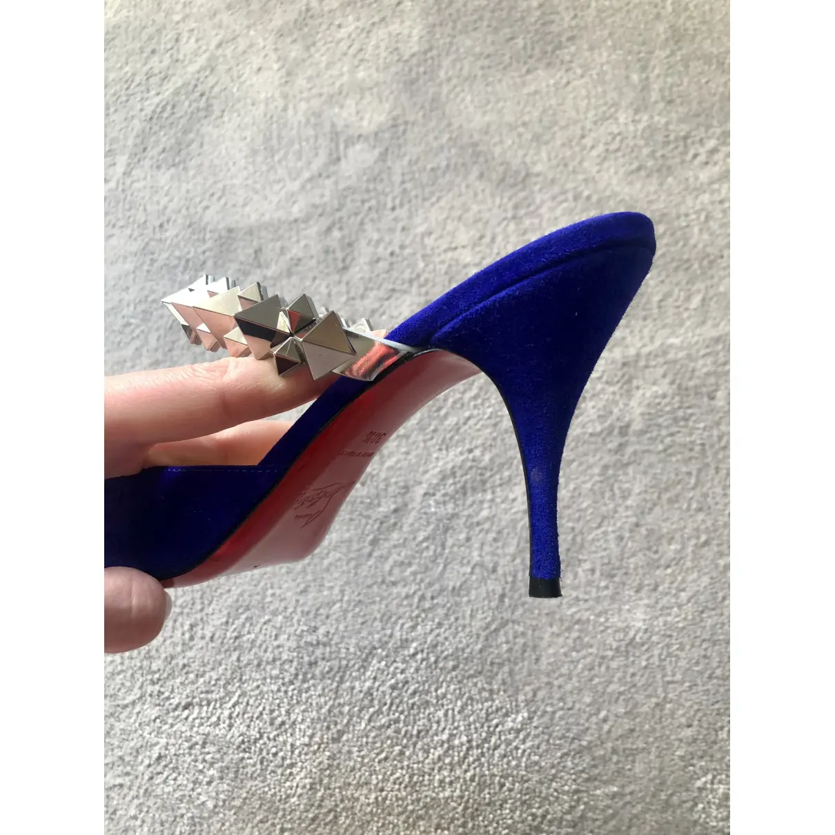 Buy Christian Louboutin Blue Suede Sandals online