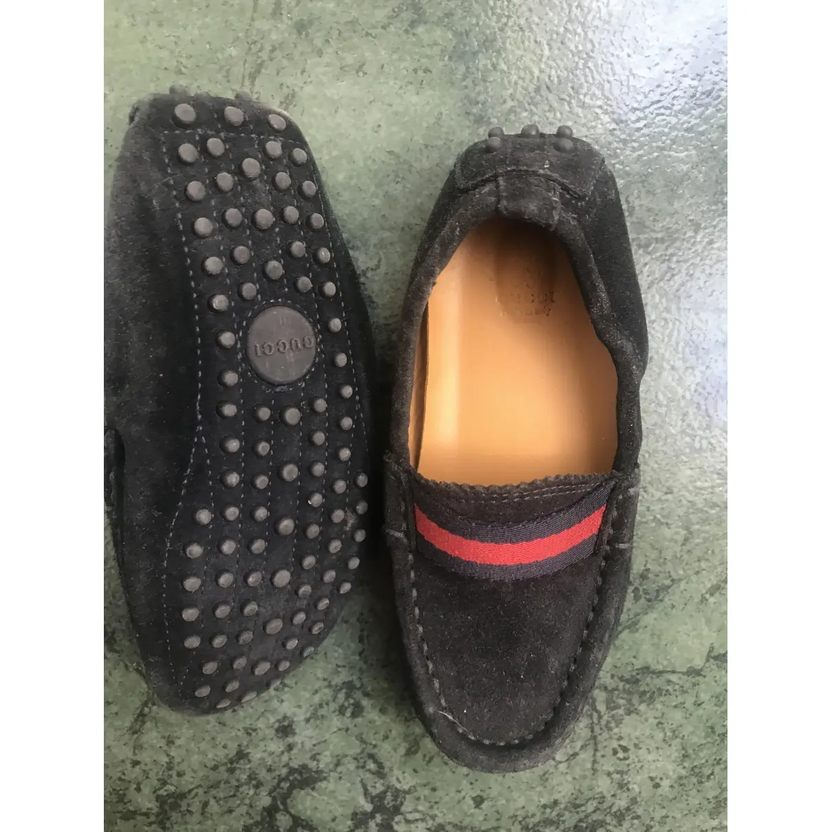 Gucci Blue Suede Slippers for sale
