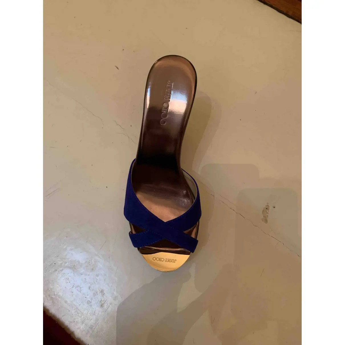 Jimmy Choo Blue Suede Sandals for sale
