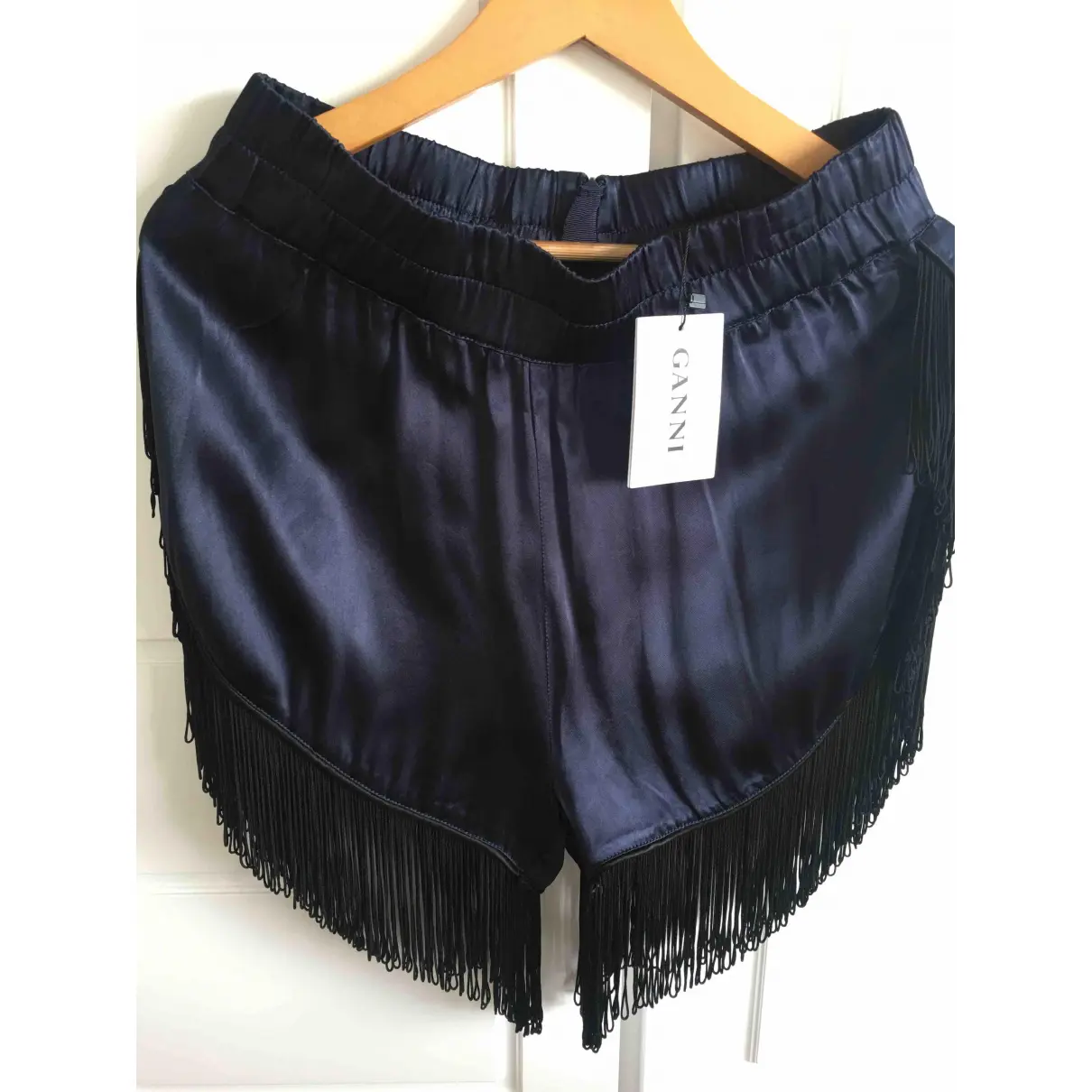 Buy Ganni Blue Viscose Shorts Spring Summer 2020 online