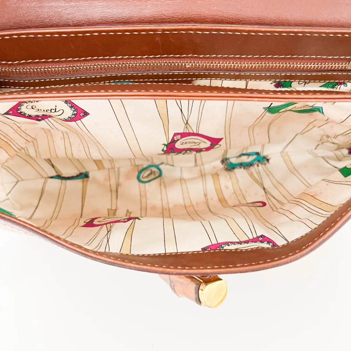 Bamboo Convertible Satchel cloth handbag Gucci
