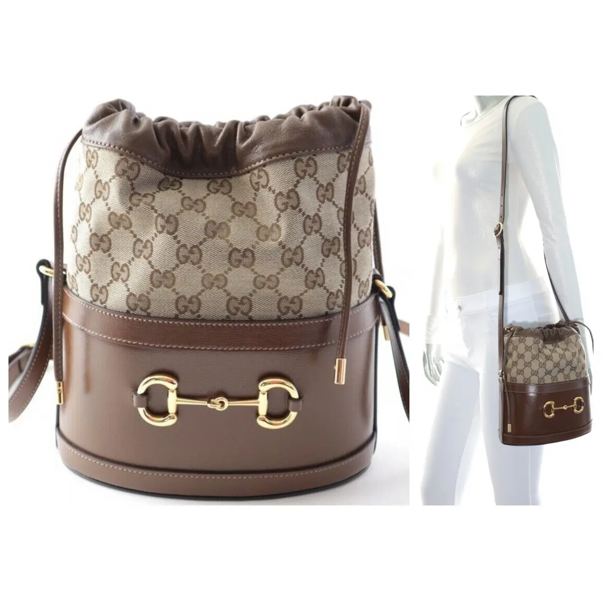 Buy Gucci GG Marmont Chain Bucket cloth crossbody bag online