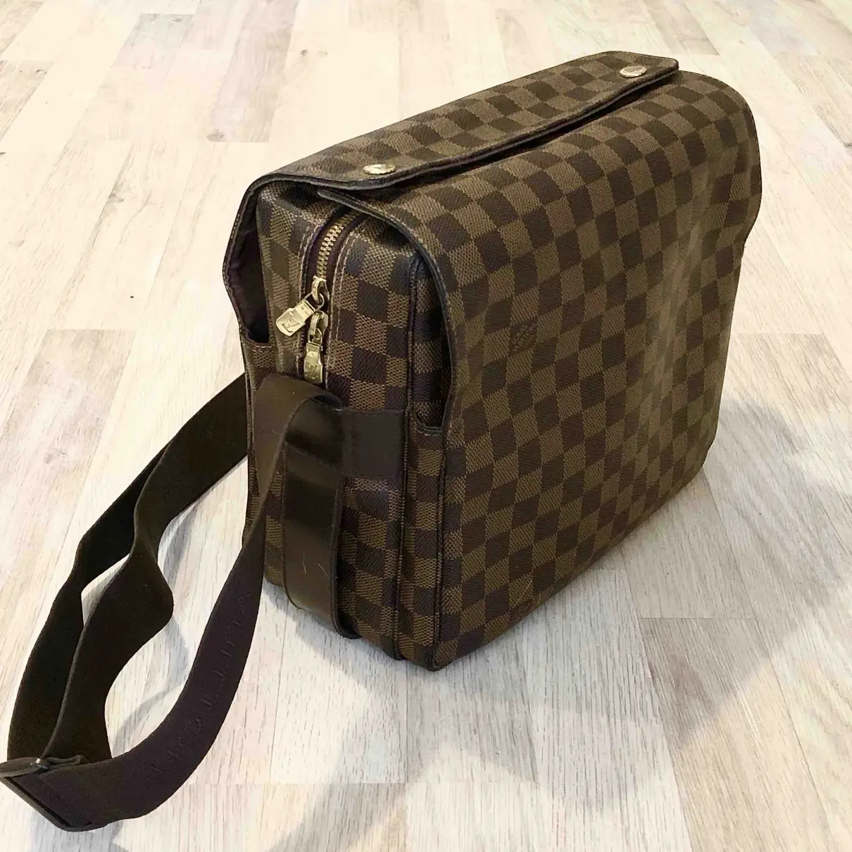 Louis Vuitton Naviglio cloth satchel for sale