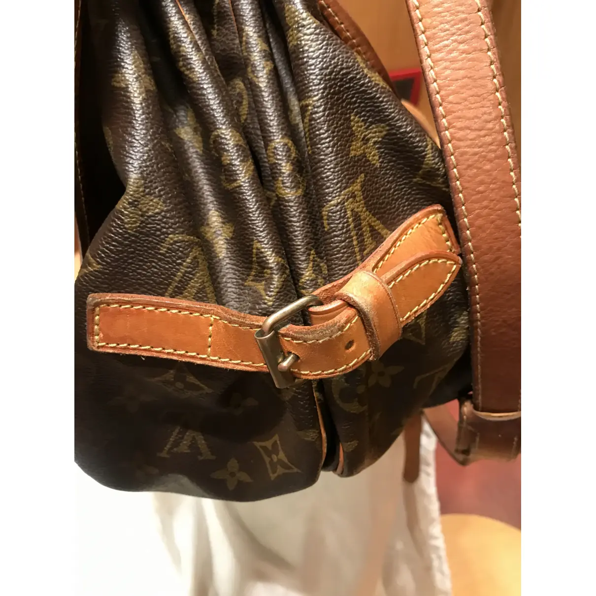 Saumur cloth handbag Louis Vuitton - Vintage